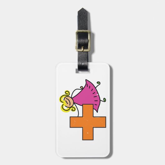 Étiquette À Bagage Touche mignonne fille avec signe plus (Devant Vertical)