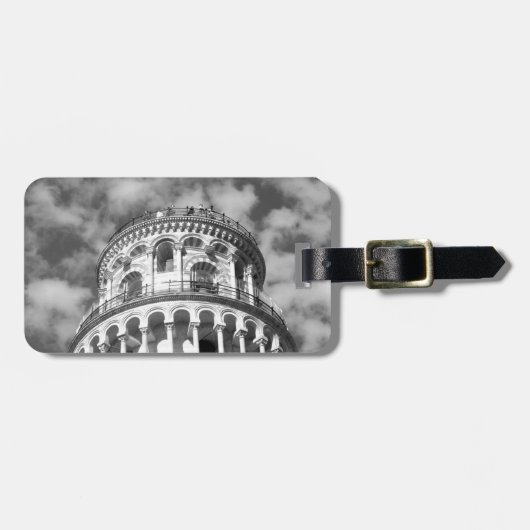 Étiquette À Bagage Tour blanche noire de Pise Italie (Devant horizontal)