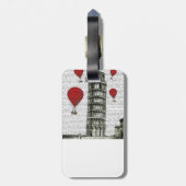 Étiquette À Bagage Tour de Pise et Ballons rouges à air chaud (Dos Vertical)