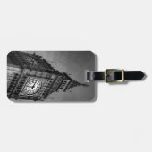 Étiquette À Bagage Tour d'horloge Big Ben noir et blanc (Devant horizontal)