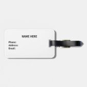 Étiquette À Bagage Tour du monde et drapeaux en noir (Dos horizontal)