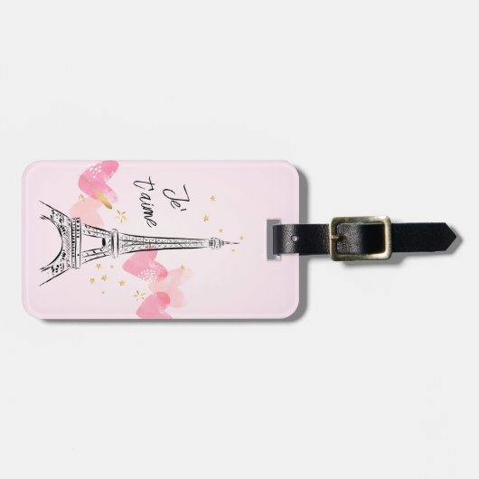 Étiquette À Bagage Tour Eiffel aux Coeurs (Devant horizontal)