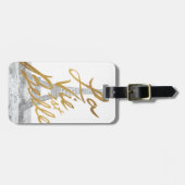 Étiquette À Bagage Tour Eiffel avec l'écriture d'or (Devant horizontal)