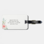 Étiquette À Bagage Tour Eiffel branchée et Fleurs Roses Rouges | Pari (Dos horizontal)