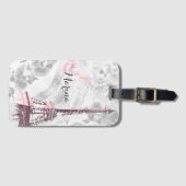 Étiquette À Bagage Tour Eiffel contre l'arrière - plan des orchidées (Devant Horizontal)