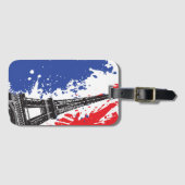 Étiquette À Bagage Tour Eiffel | drapeau grunge de Paris, France | (Devant Horizontal)