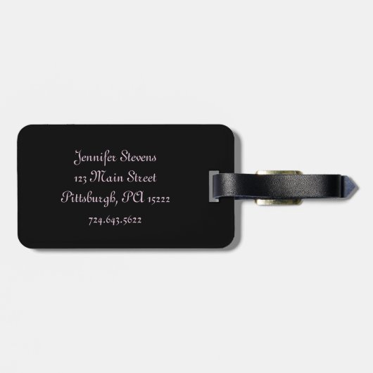 Étiquette À Bagage Tour Eiffel français noir et blanc Girly de style (Dos horizontal)