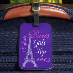 Étiquette À Bagage Tour Eiffel Paris Chic Purple