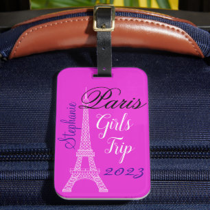 Étiquette À Bagage Tour Eiffel Paris Rose Chic Voyage pour filles