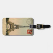 Étiquette À Bagage Tour Eiffel vintage (Devant horizontal)