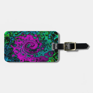 Étiquette À Bagage Tourbillon d'art liquide groovy abstrait magenta g