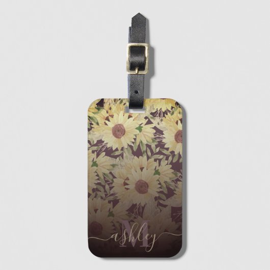 Étiquette À Bagage Tournesol aquarelle (Devant Vertical)