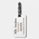 Étiquette À Bagage Tournesol avec nom et mignon dire (Dos Vertical)