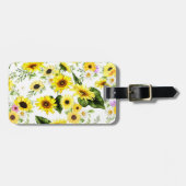 Étiquette À Bagage Tournesol d'aquarelle 7 (Devant horizontal)