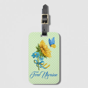 Étiquette À Bagage Tournesol et papillon Ukraine soutien