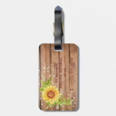 Étiquette À Bagage Tournesol jaune rustique Personnalisé (Dos Vertical)