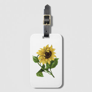 Étiquette À Bagage Tournesol jaune vintage