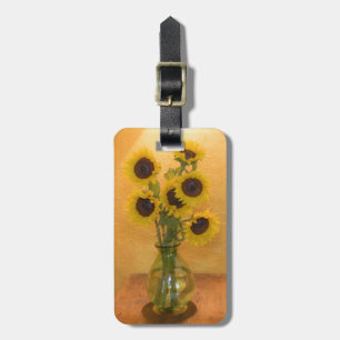 Étiquette À Bagage Tournesols dans un vase sur la table 2
