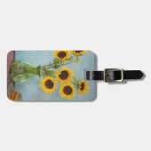 Étiquette À Bagage Tournesols en vase sur table (Devant horizontal)