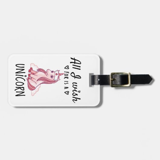 Étiquette À Bagage Tout ce que je souhaite est une licorne (Devant horizontal)