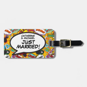 Étiquette À Bagage TOUT JUSTE MARIÉ Drôle Personnalisé Couleurs