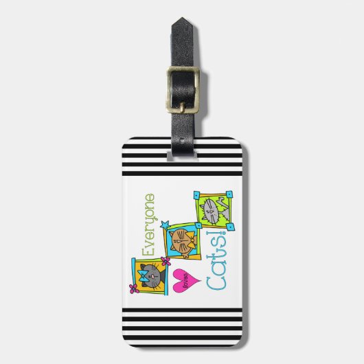 Étiquette À Bagage Tout le monde aime les chats (Devant Vertical)
