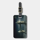 Étiquette À Bagage Tower Bridge Londres dans le brouillard nocturne (Devant Vertical)