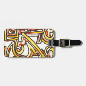 Étiquette À Bagage Traçages rouges de jaune orange - art moderne (Devant horizontal)