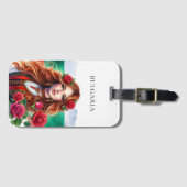 Étiquette À Bagage Tradition du drapeau bulgare Folklore Femme Roses  (Devant Horizontal)