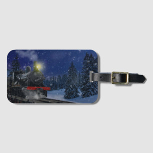 Étiquette À Bagage Train de Noël dans la neige
