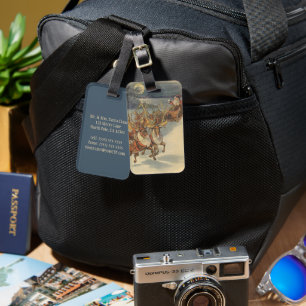 Étiquette À Bagage Traîneau du Père Noël de Noël vintage avec Renne