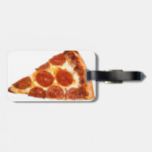Étiquette À Bagage Tranche de pizza pepperoni classique de SlipperyJo (Dos horizontal)