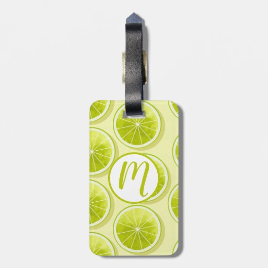 Étiquette À Bagage Tranches de chaux sur Jaune clair (Dos Vertical)