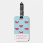 Étiquette À Bagage Tranches de pastèque sur Motif Turquoise (Dos Vertical)