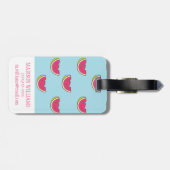 Étiquette À Bagage Tranches de pastèque sur Motif Turquoise (Dos horizontal)
