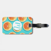 Étiquette À Bagage Tranches orange sur bleu (Dos horizontal)