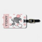 Étiquette À Bagage Tranquille en souris mignonne Pois personnalisés (Devant horizontal)