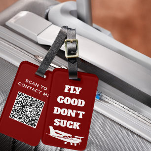 Étiquette À Bagage Travel Funny Joke ‘Fly Good Don’t Suck’ & Airplane