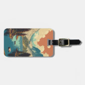 Étiquette À Bagage Travel Mountain Sunset Retro Outdoors (Devant horizontal)