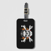 Étiquette À Bagage Traverses du crâne avec ailes flamboyantes (Devant Vertical)