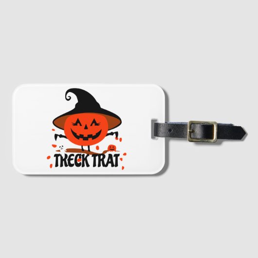 Étiquette À Bagage Treck Trat Citrouille Sourire (Devant Horizontal)