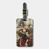 Étiquette À Bagage Treeing Walker Coonhound Dog Christmas Festive (Devant Vertical)