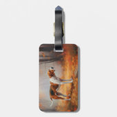 Étiquette À Bagage Trekking Walker Coonhound à l'automne Feuilles aut (Dos Vertical)