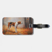 Étiquette À Bagage Trekking Walker Coonhound à l'automne Feuilles aut (Dos horizontal)