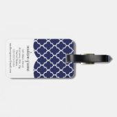 Étiquette À Bagage Trellis marocain de tuiles de marine personnalisé (Dos horizontal)