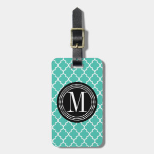 Étiquette À Bagage Trellis marocain de tuiles de turquoise