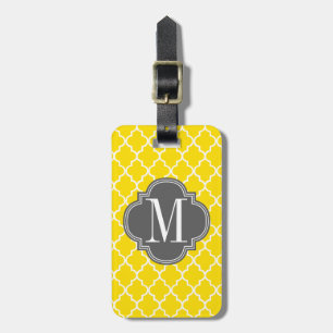 Étiquette À Bagage Trellis marocain jaune de tuiles personnalisé