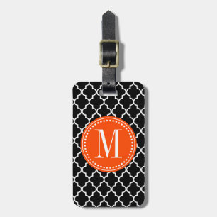 Étiquette À Bagage Trellis marocain noir chic personnalisé