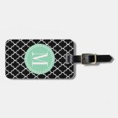 Étiquette À Bagage Trellis marocain noir chic personnalisé (Devant horizontal)