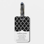 Étiquette À Bagage Trellis marocain noir chic personnalisé (Dos Vertical)